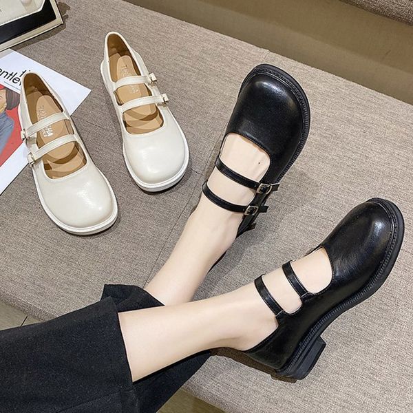 

dress shoes female spring buckle apartment mary janes casual low-heel shoes black-white lolita round-toe toe shallow 9035n 56ka