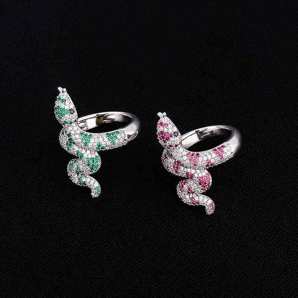 

band rings snake full of zircon personalized hiphop, Silver