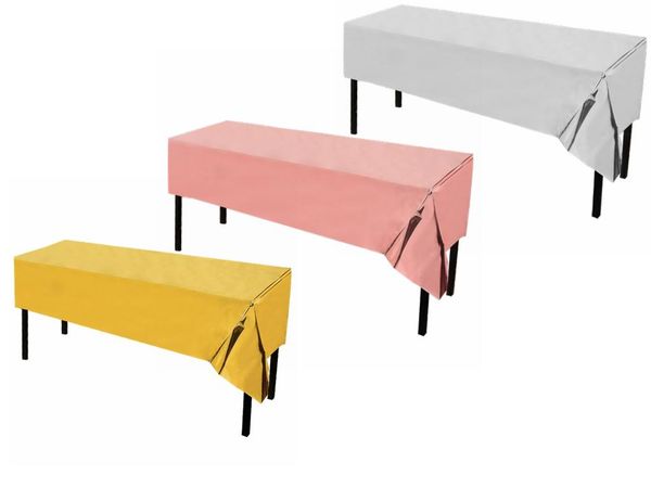 

disposable dinnerware 1pc 137cm*274cm plastic party tablecloth rose gold table cover birthday supplies baby shower wedding decoration