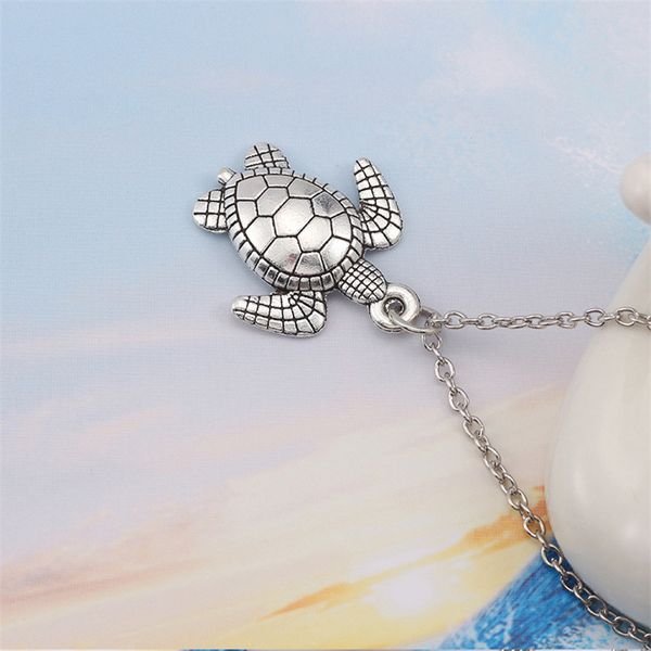 

10pc sea turtle necklace metal tortoise necklaces charm pendants for women girl and men halloween christmas gifts jewelry, Silver