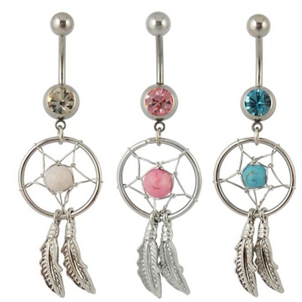 

d0008 dream belly navel button ring mix colors, Silver