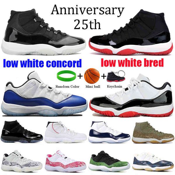 

11s 25th anniversary 11 men basketball shoes low concord 45 bred space jam cap and gown gamma blue running sneakers women trainers, Black