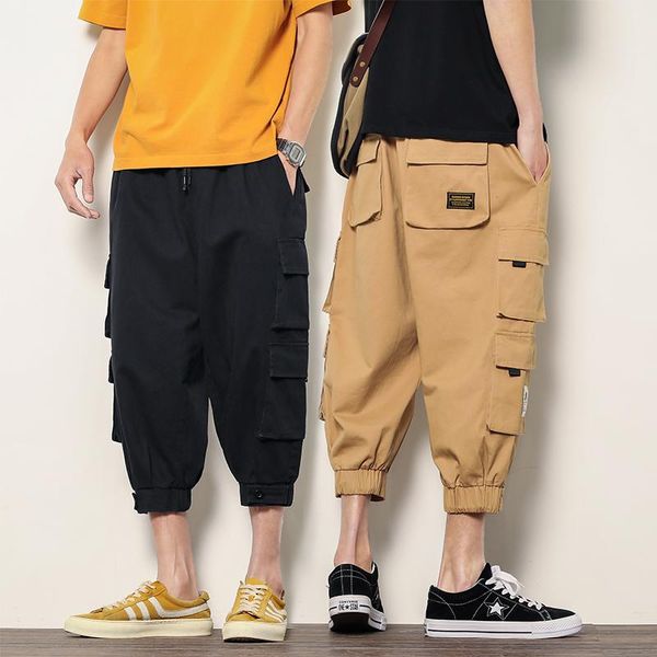 

loose sport shorts men's cool summer basketball sports pants beam feet cropped fashion trend, Black