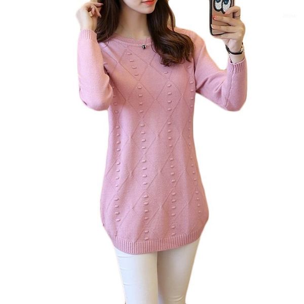 

women's sweaters spring autumn plus size sweater women long section jacquard self-cultivation casual pullovers a341, White;black