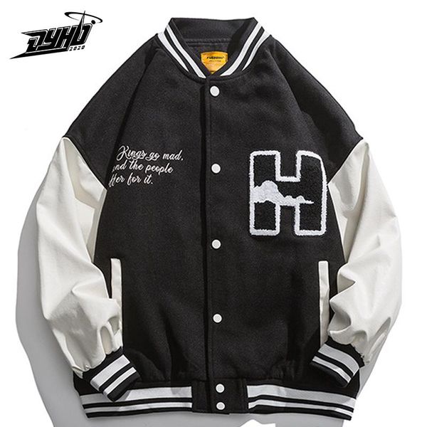 

men's jackets hip hop men varsity furry cloud embroidery fashion bomber jacket women streewear casual baseball coat 2021, Black;brown