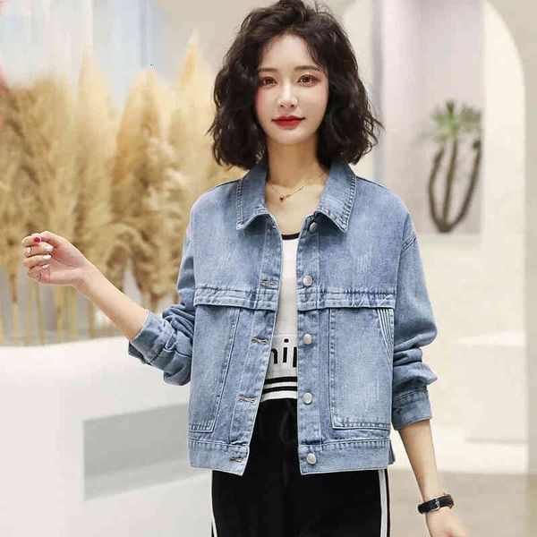 

women's jackets korean embroidered streetwear denim female jacket casual spring released long sleeve cut jean harajuku outwear npzt, Black;brown