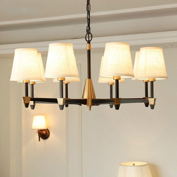 

simple nordic chandelier lighting art cloth lampshade chinese living room dining american country metal chandeliers