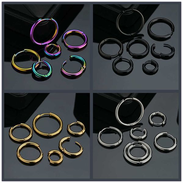 

steel stainless study women color/gold/black/silver color around the circle earring ear ring earrings for men, Golden