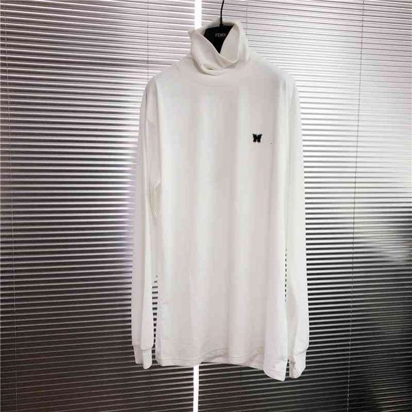 

men's t-shirts long sleeve t-shirt of awge needles released from the women men butterfly embroidered high-collar t shirt mock, White;black