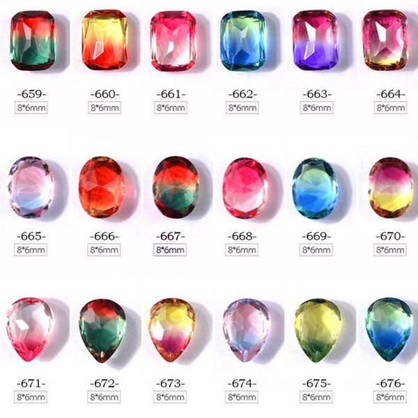 

10pcs/bag 8*6mm nail jewerly clear flame glass rhinestones for nails oval/rectangle/waterdrop glitter diamond art decor1, Silver;gold