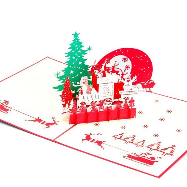 

creative 3d christmas greeting card handmade paper festival blessing gift decor supplies cards