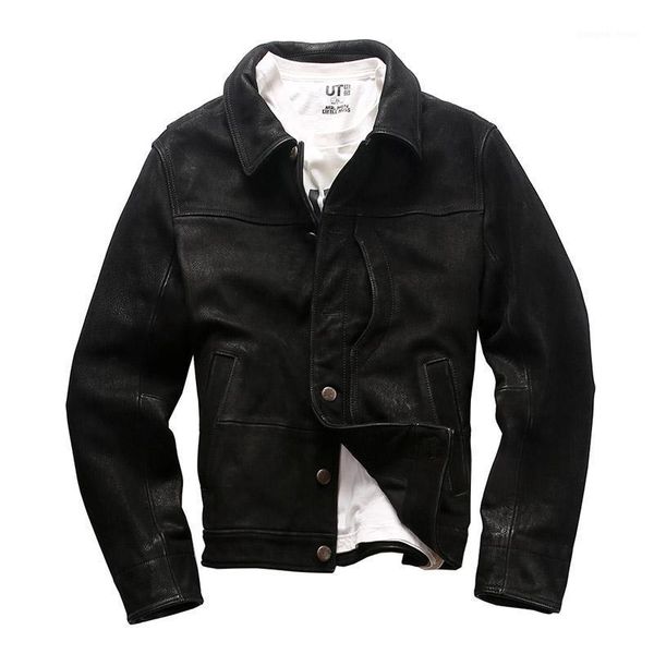

read description asian al1516 size genuine outerwear cow cowhide leather rider jacket men's & faux, Black