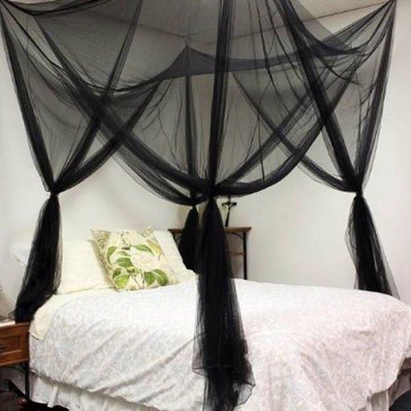 

mosquito net 4 (four) corner post bed black canopy full queen king size netting