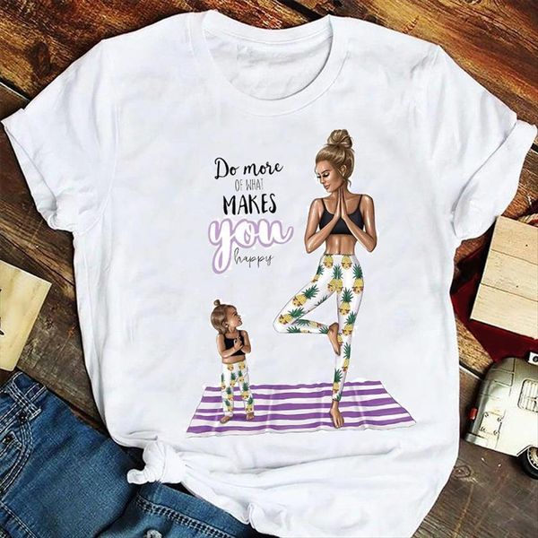 

fashion cartoon daughter summer sweet womens t shirts time mama mom mother tshirts clothes graphic lady print female tee, White