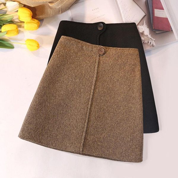 

skirts black autumn high waist a- line and winter short skirt woman faldas jupe