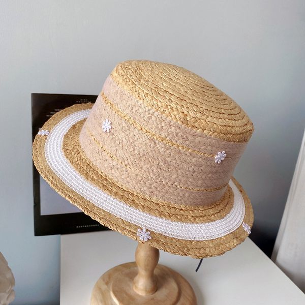 

big hat spring and summer garden style lafite straw female mesh flower outdoor sunscreen fisherman's, Blue;gray