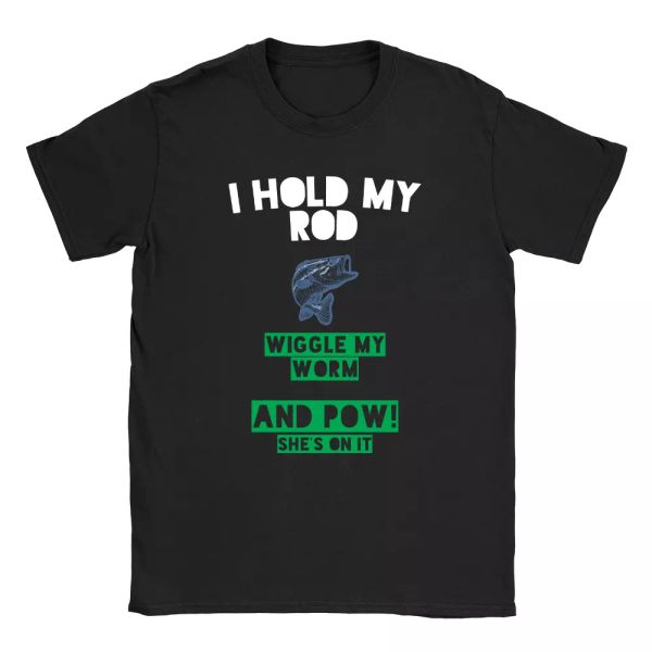 

hold my rod mens t-shirt funny fishing rude gift for dad, White;black