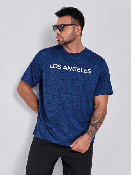 

extended sizes men marled knit letter graphic tee 25zv#, White;black