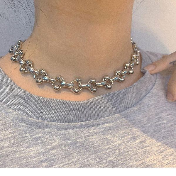 

chokers 2021 design hiphop big chain necklaces for women men jewelry unpunk geometric chains statement necklace, Golden;silver
