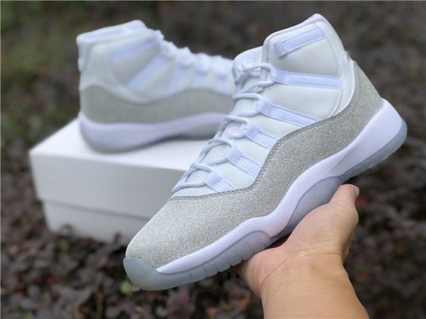 

wmns gs goddess 11 basketball shoes real carbon fiber white greay jumpman 11s fashion designer trainers sneakers come with box