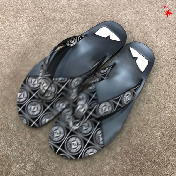 

2021 slipper designer slide summer sandals fashion men beach indoor flat flip flops leather luxurys shoes mens slippers with box size 39-45, Black