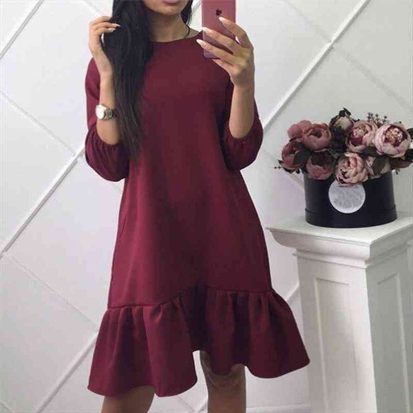 

s-xxl autumn casual loose party women dresses ruffles sundress fashion lantern sleeve, Black;gray