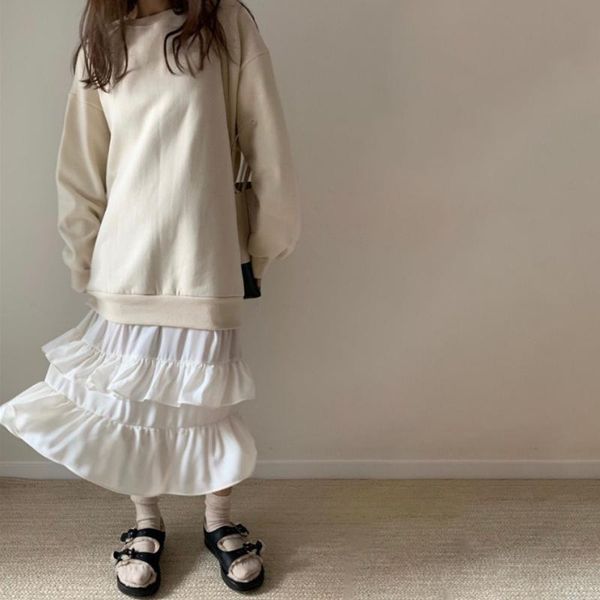 

casual dresses fashionable style patchwork ruffle long plush dress, Black;gray