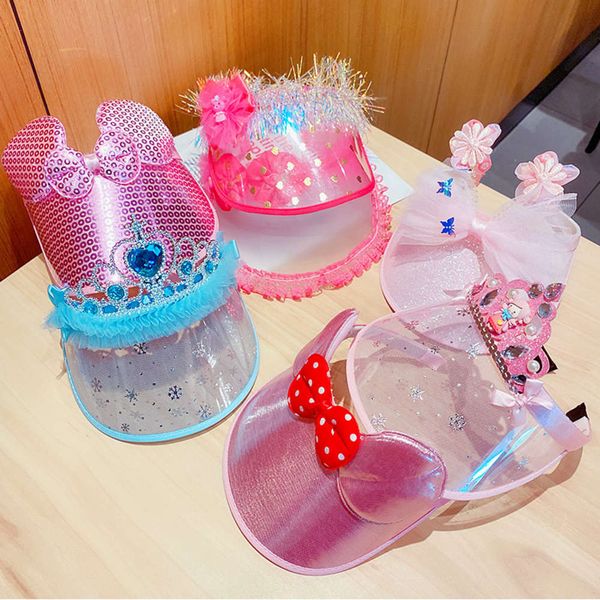 

summer mengbao sun hat lovely mesh bow girls' hollow crown breathable children's cap, Yellow