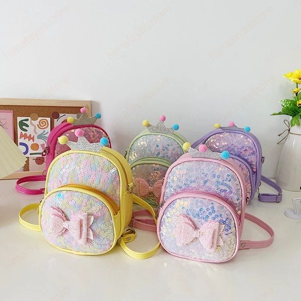 Kinder Mini Rucksack Geldbörse Niedliche Schleife Pailletten Schultaschen für Baby Mädchen Kawaii Rucksack Kinder Tasche