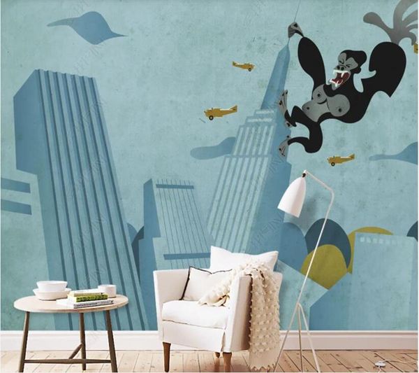 

wallpapers papel de parede retro nostalgic king kong war plane 3d wallpaper, tv wall. bedroom ktv bar mural wall decoration