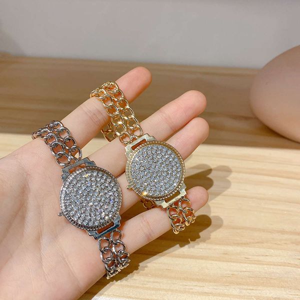

bracelet fashion advanced feeling full diamond dial bracelet hip hop personality trend indifference hand decoration, Golden;silver
