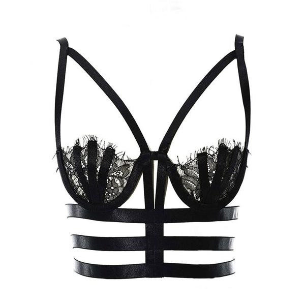 

bras black women erotic lingerie feather/lace push up bra hollow out strappy brassiere nightclub stage dance show costumes, Red;black