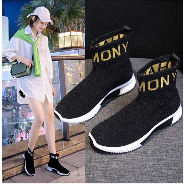 

net red spring elastic socks shoes women's korean fashion sports leisure high raining sneakers