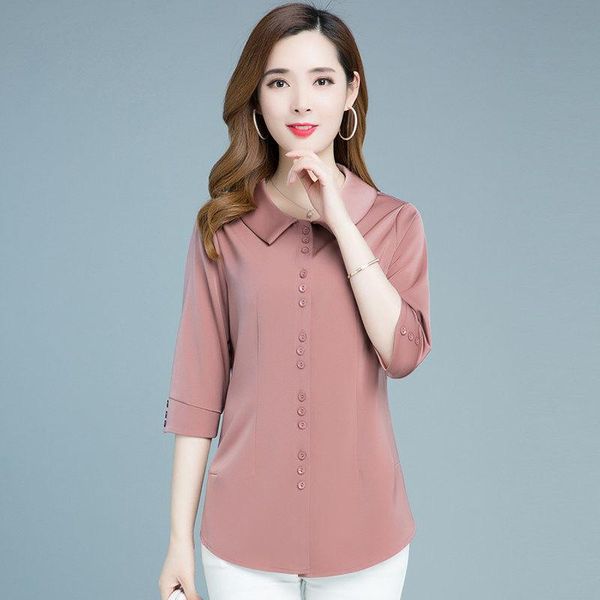 

women's blouses & shirts 2021 spring fashion blouse autumn half sleeve chiffon shirt peter collar casual plus size 5xl loose female, White