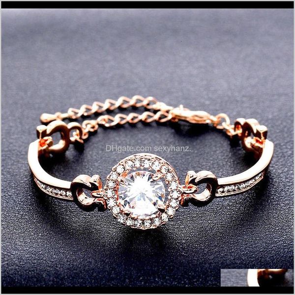 

charm bracelets jewelry drop delivery 2021 edition heart eight arrow simple temperament zircon rose gold female korean student bracelet gift, Golden;silver