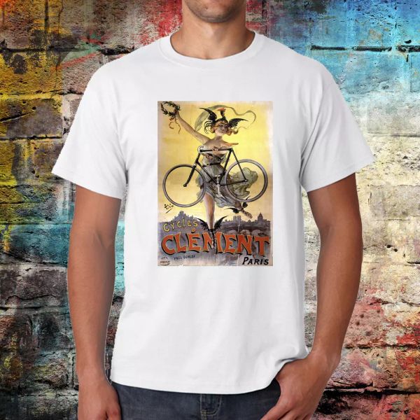 

art nouveau bicycle art t-shirt, bicycle advertisement t-shirt, graphic tee, White;black