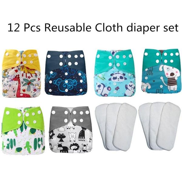 

cloth diapers baby diaper set reusable washable cover adjustable eco-friendly nappy 3-15kg