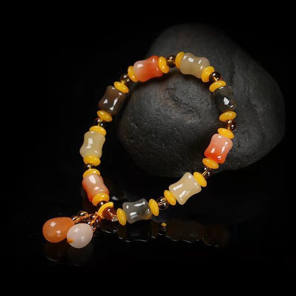 

beaded, strands wholesale gold silk jade bracelet color transfer bead stone women's hand jewelry pendant, Black