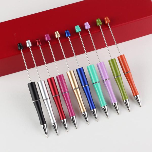 

ballpoint pens creative plastic beadable pen bead black ink ball for kids students presents office school supplies, Blue;orange