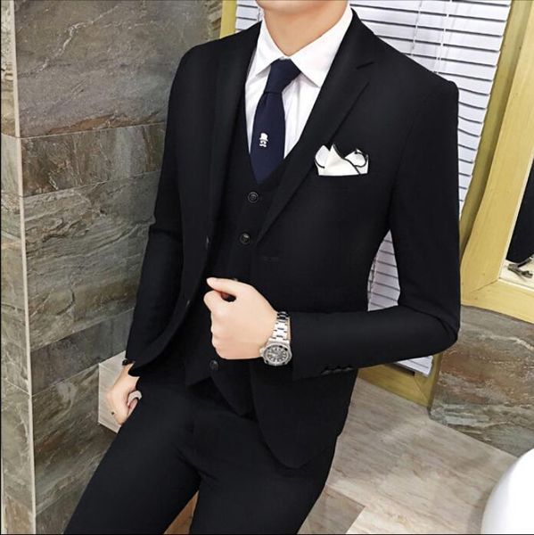 

men's suits & blazers mens notch lapel 3 piece wedding suit slim fit formal casual groom tuxedos single breasted jacket blazer evening, White;black