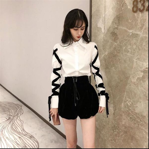 

harajuku chic waist strap lace womens short up high lantern fashion solid color black female, White;black