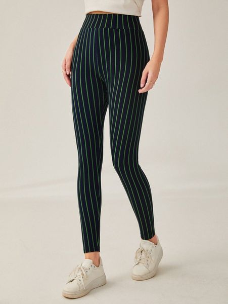 

wide waistband striped leggings o9tg#, Black