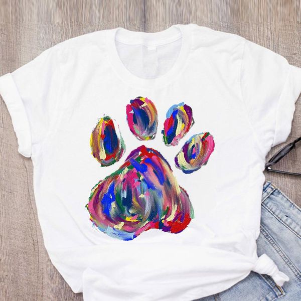 

women's t-shirt women dog watercolor cute short sleeve fashion printed summer lady womens clothing shirt tees female t, White