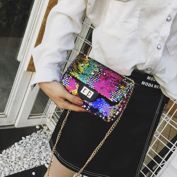 

women girl fashion crossbody bag female bling sequins shoulder waist bags