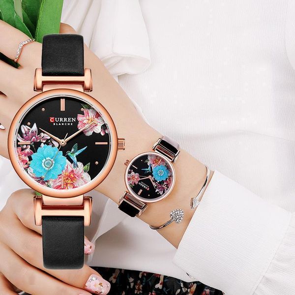 

wristwatches curren luxury band watches for women ladies mesh steel wrist flower quartz clock black bayan kol saati 2021, Slivery;brown