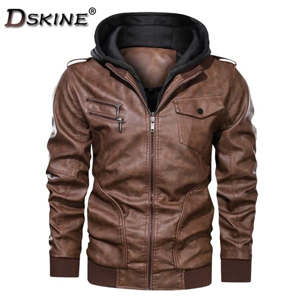

mens leather jacket motorcycle winter and autumn coat men fleece keep warm fashion casual windproof pu biker vintage coat male 211118, Black