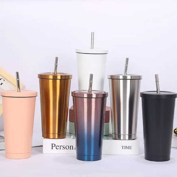 

mugs 304 stainless steel vacuum cup with straw outdoor convenient water car