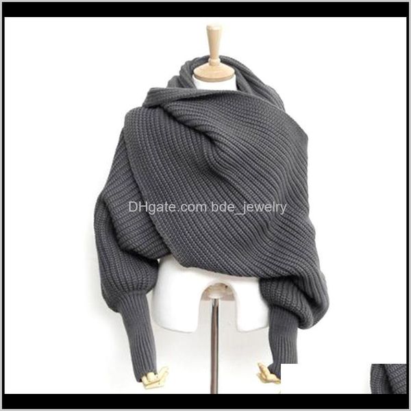 Avvolge Cappelli, Guanti Moda Aessoriessupsindy Sciarpa lunga da donna invernale stile europeo con maniche Sciarpe lavorate a maglia di lana per casual spesso e caldo