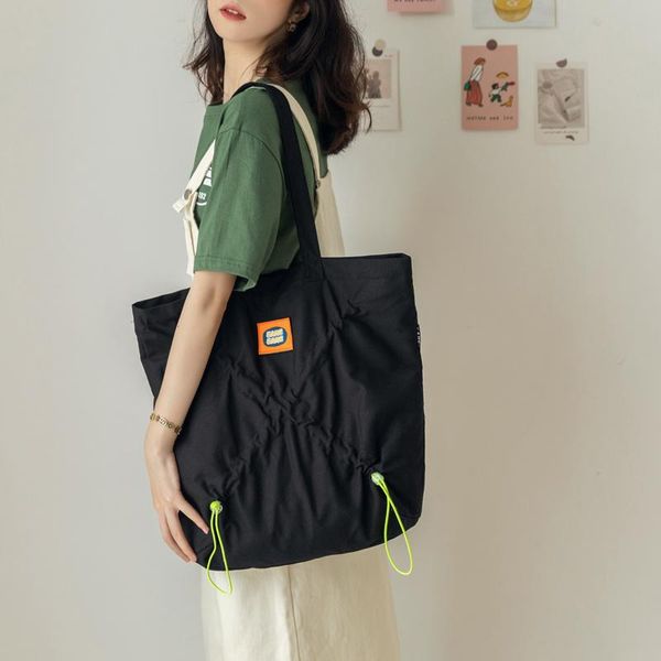 

creative canvas bag women's single shoulder wild fold tote student class simple cross body