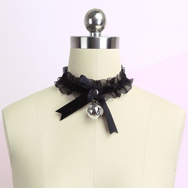 

necklaces pendants lace bow knot bell choker women's cute collar gothic simple lovely pendant girls party fashion jewelry, Silver